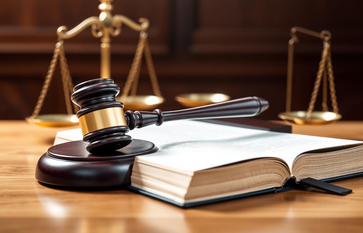 Wooden gavel, law book and scales of justice — when to hire a car accident lawyer for an injury claim