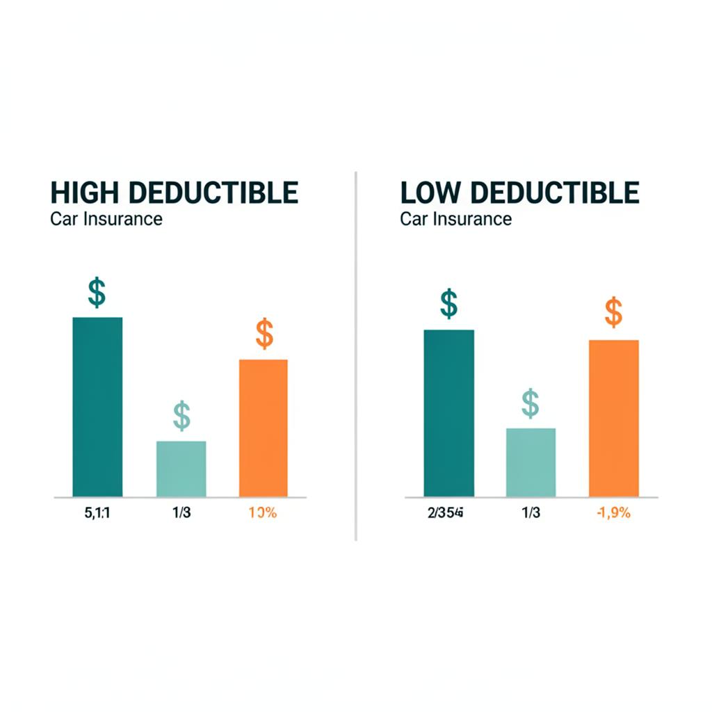 Infographic comparing high deductible low premium versus low deductible high premium car insurance costs