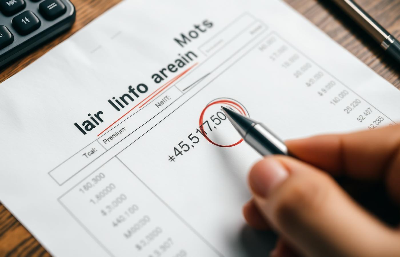 Hand circling a higher monthly auto insurance premium amount on a 2026 statement