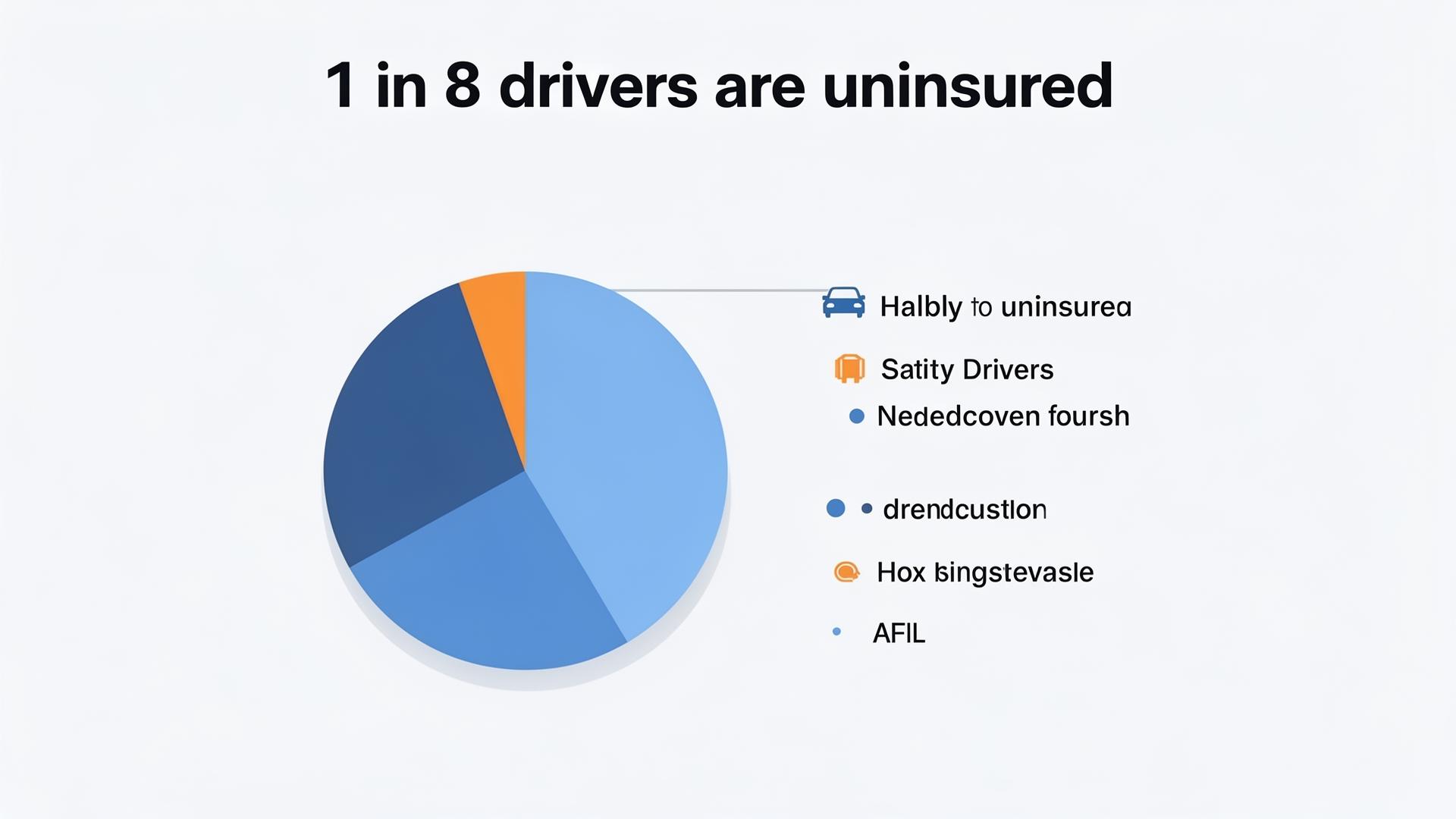 Infographic showing that 1 in 8 US drivers are uninsured, with a pie chart visualizing the statistic in modern flat design